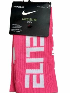 Nike Elite Crew Socks - Hot Pink with White Logo